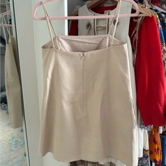 Anthropologie Mare Mare Linen Blend Square-Neck A-Line Mini Dress Beige XXS - Picture 7 of 9